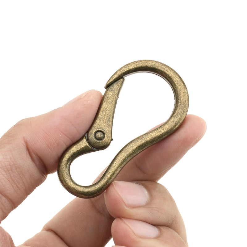 CRAFTMEMORE 2pcs 2 Inches Carabiner Spring Snap Hook Paracord Camping Keychain Accessories Push Gate Spring Clips HR8 (Antique Brass) - Image 1